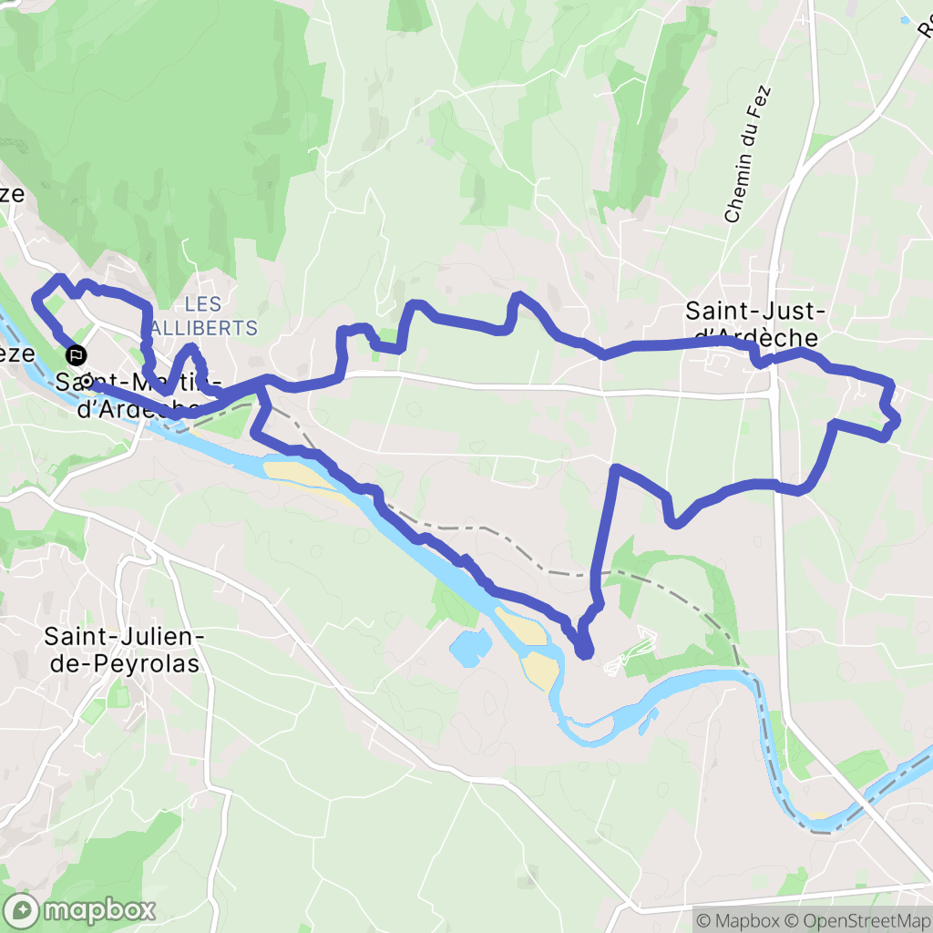 Saint-Martin-d'Ardèche : carte du parcours de randonnée - France