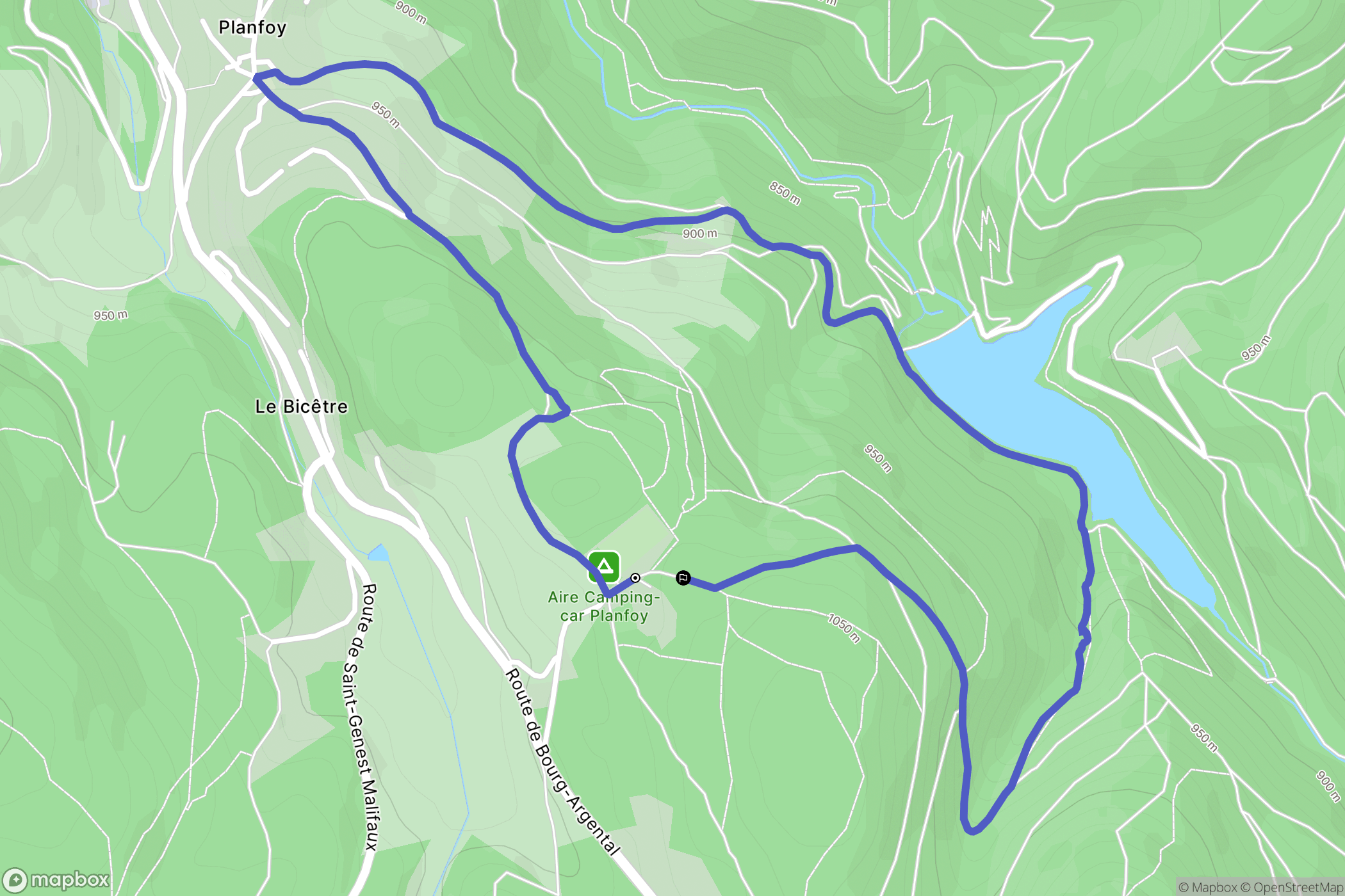 Planfoy : carte du parcours de randonnée - France