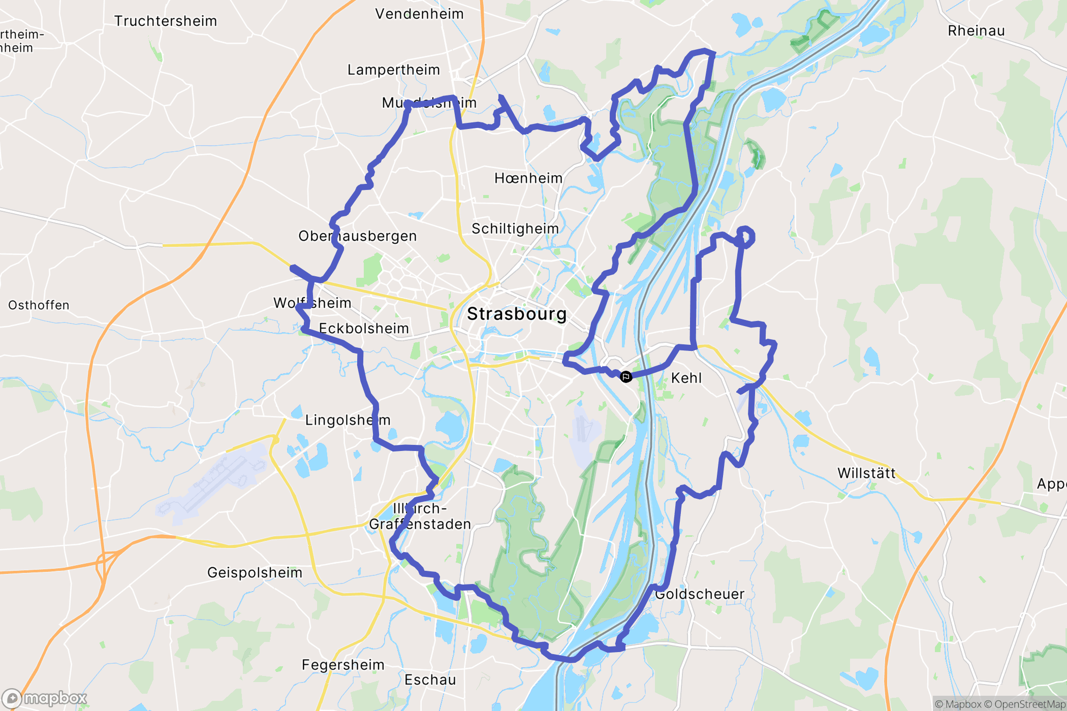 Strasbourg : carte du parcours de randonnée - France