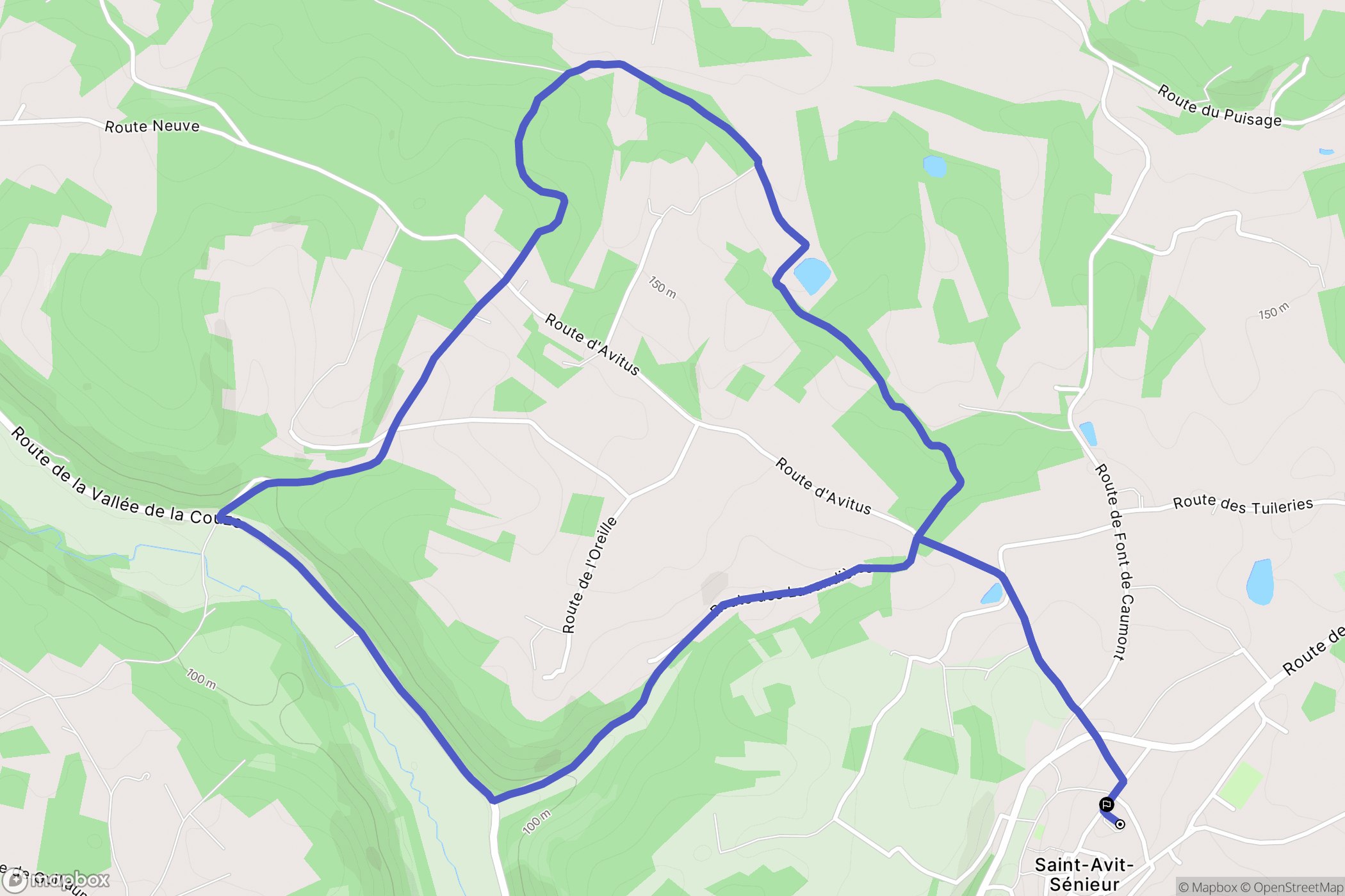 Saint-Avit-Sénieur : carte du parcours de randonnée - France