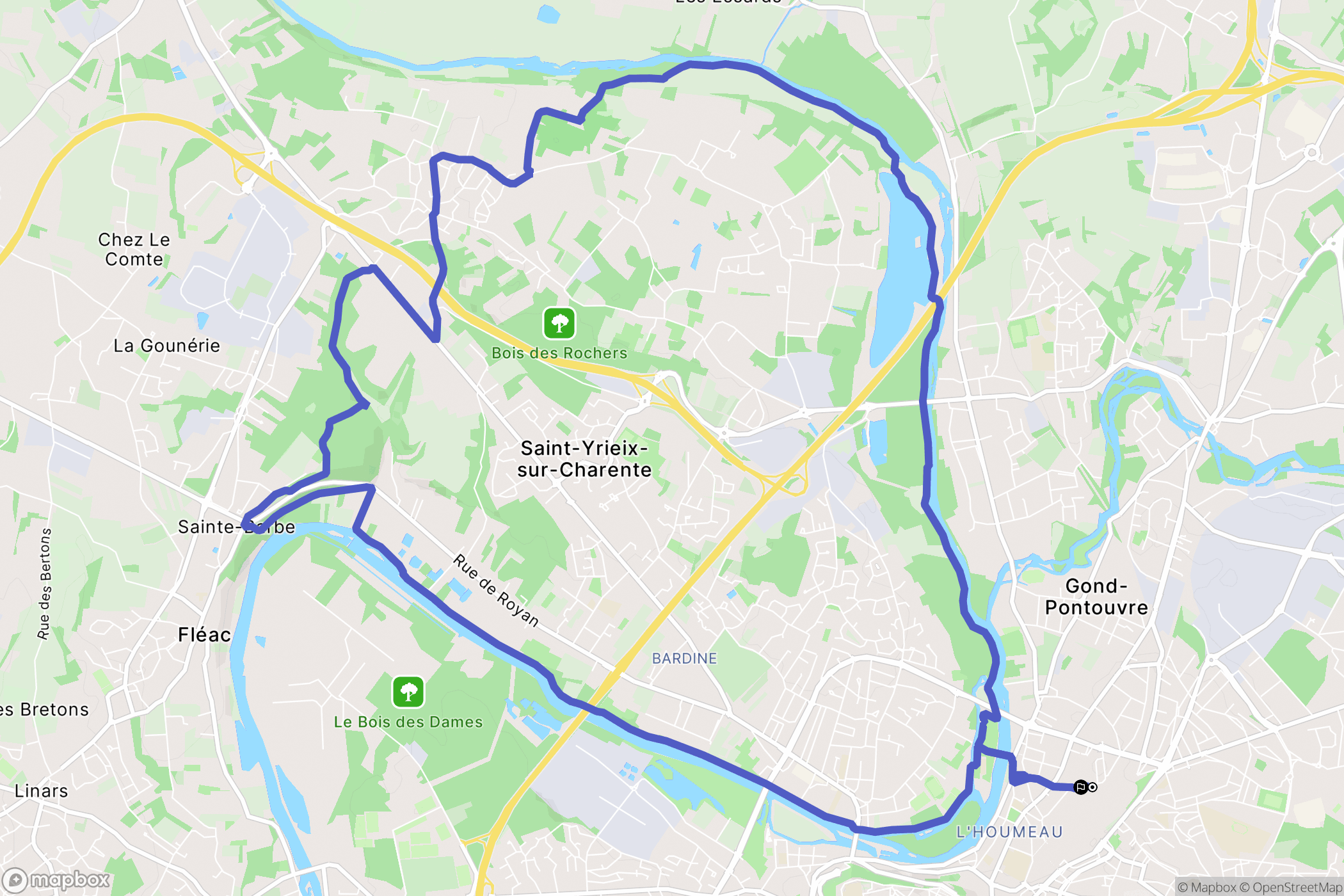 Angoulême : carte du parcours de randonnée - France