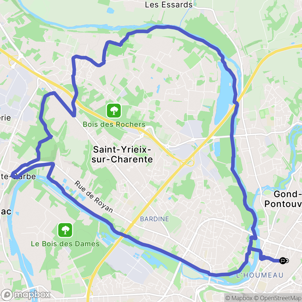 Angoulême : carte du parcours de randonnée - France