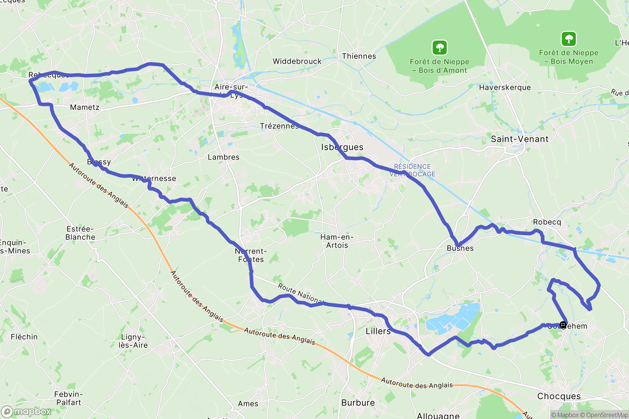 Gonnehem : carte du parcours de randonnée - France
