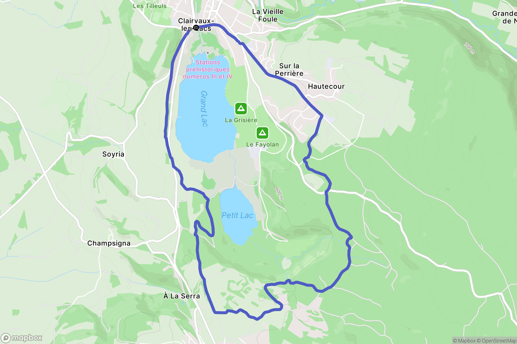 Clairvaux-les-Lacs : carte du parcours de randonnée - France
