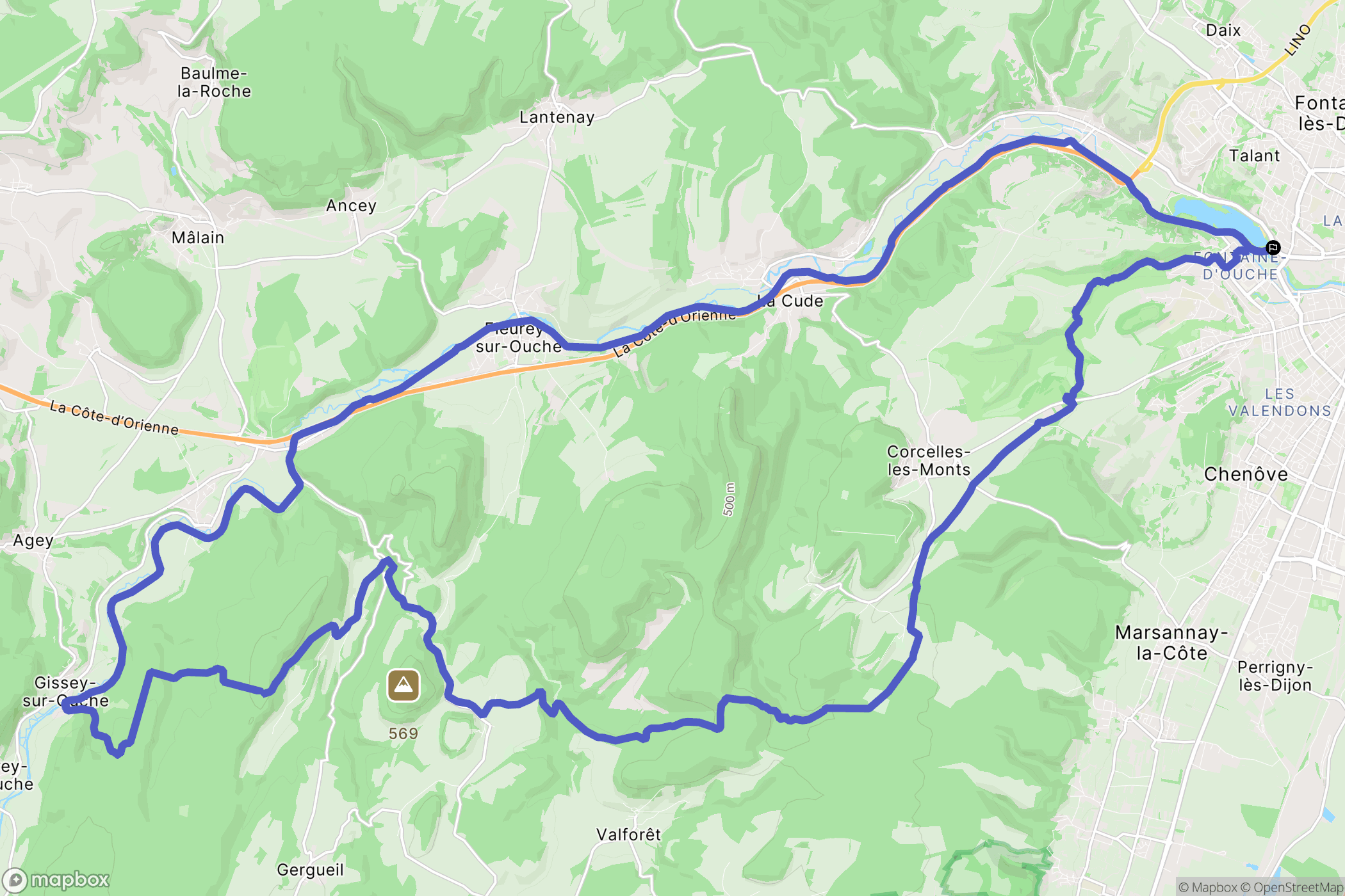 Talant : carte du parcours de randonnée - France