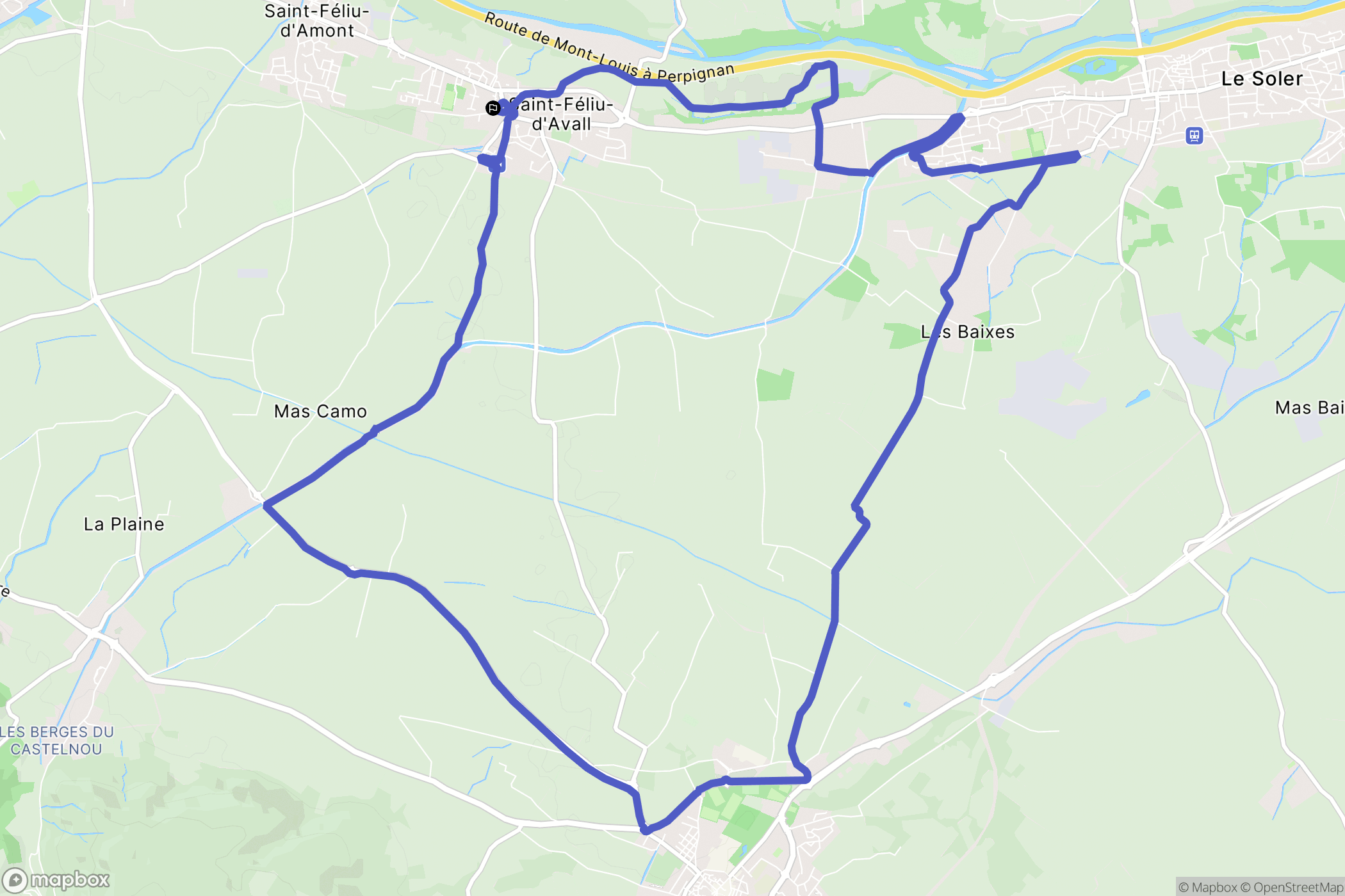 Saint-Féliu-d'Avall : carte du parcours de randonnée - France