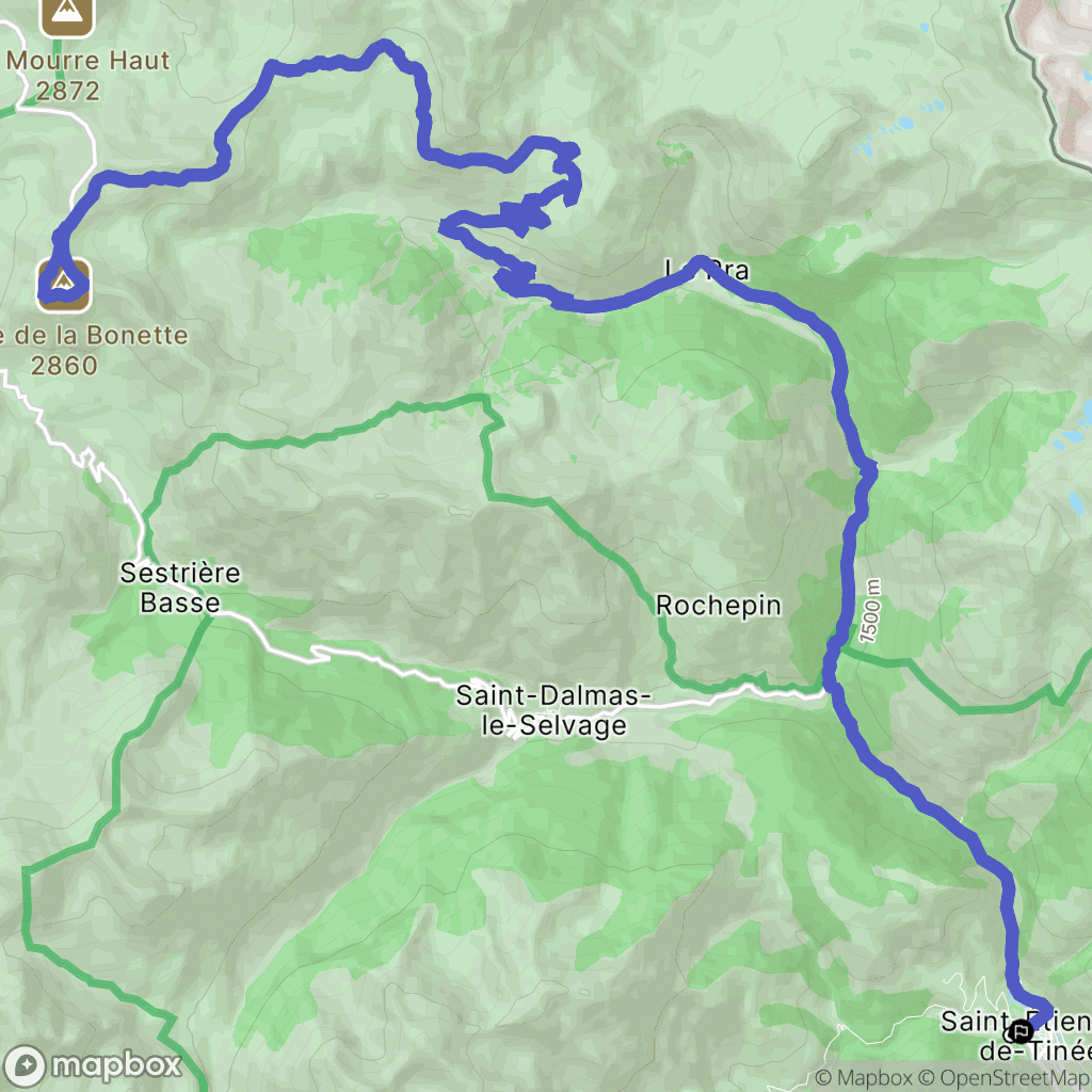 Saint-Étienne-de-Tinée : carte du parcours de randonnée - France