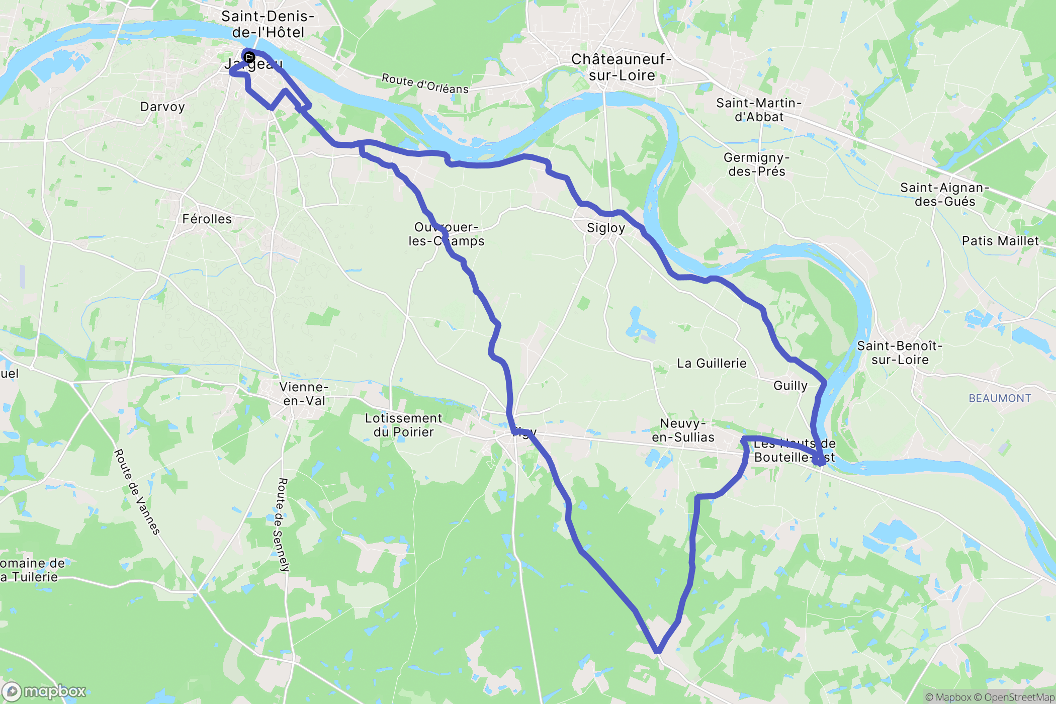 Jargeau : carte du parcours de randonnée - France