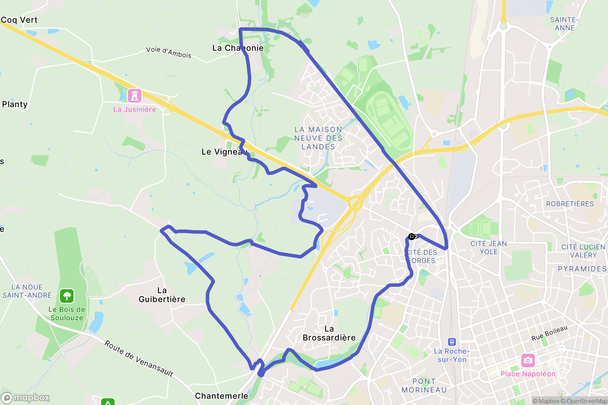 La Roche-sur-Yon : carte du parcours de randonnée - France