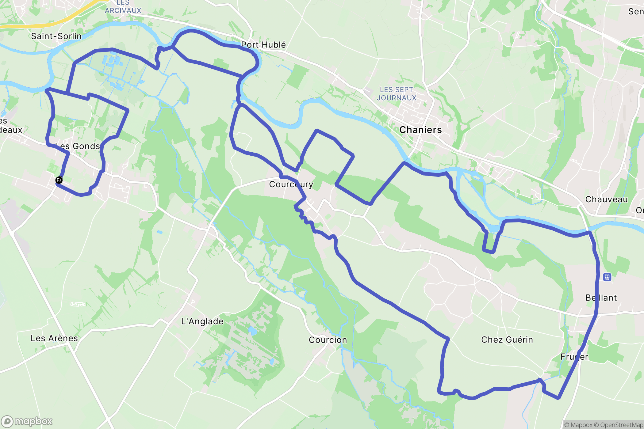 Les Gonds : carte du parcours de randonnée - France