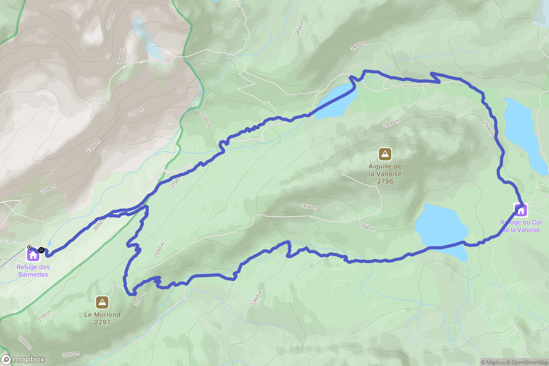 Pralognan-la-Vanoise : carte du parcours de randonnée - France