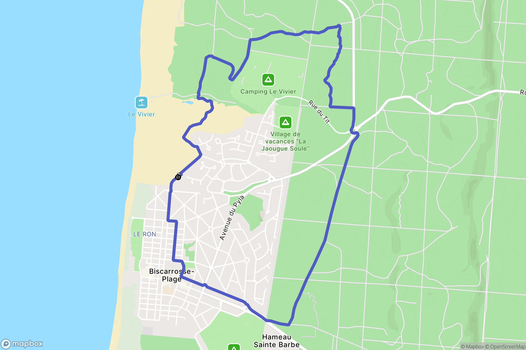 Biscarrosse : carte du parcours de randonnée - France