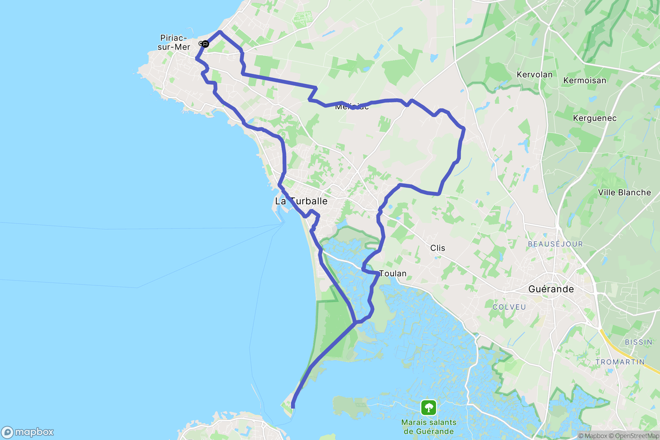 Piriac-sur-Mer : carte du parcours de randonnée - France