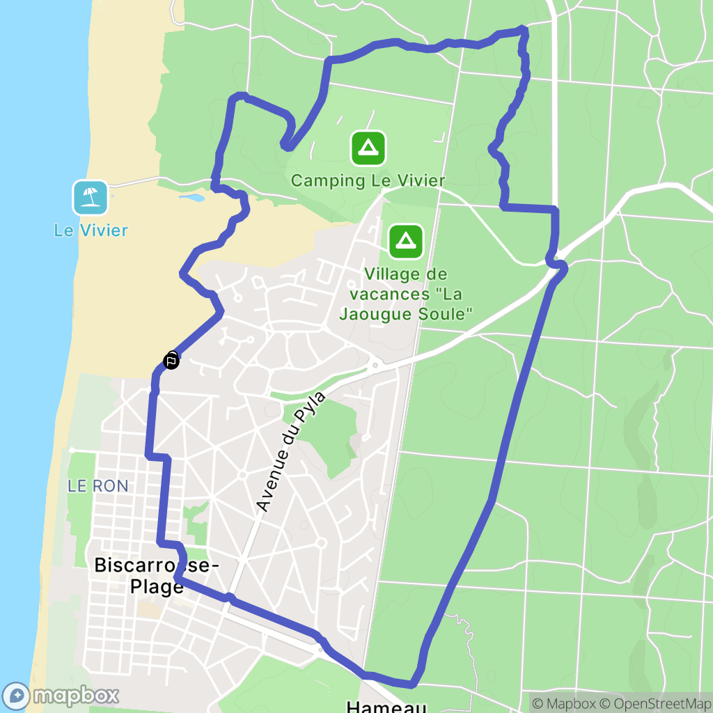 Biscarrosse : carte du parcours de randonnée - France
