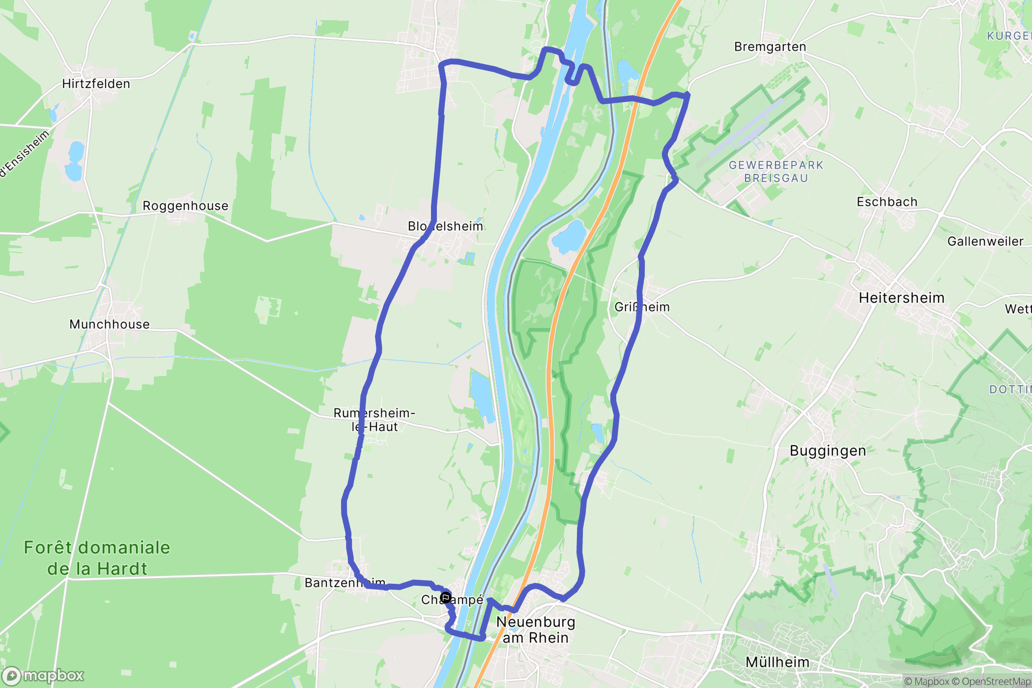 Chalampé : carte du parcours de randonnée - France