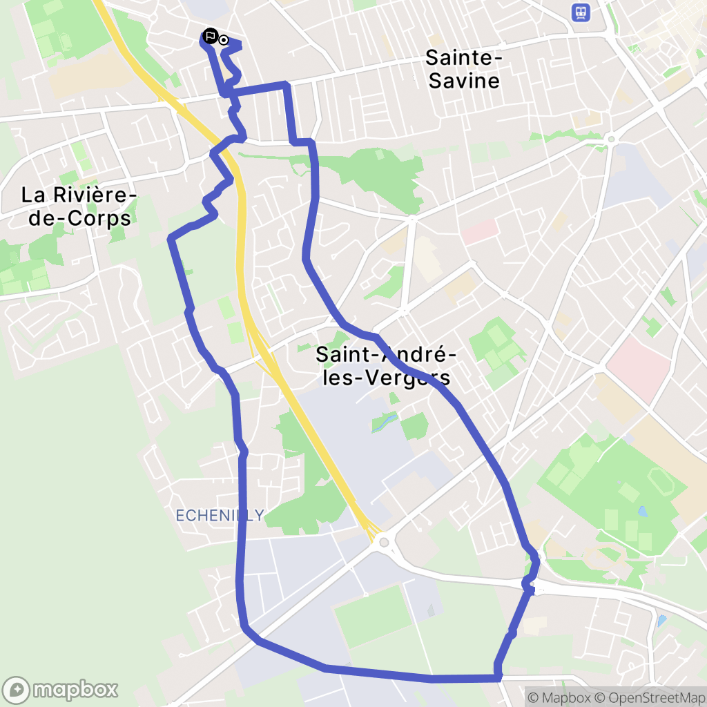 Sainte-Savine : carte du parcours de randonnée - France
