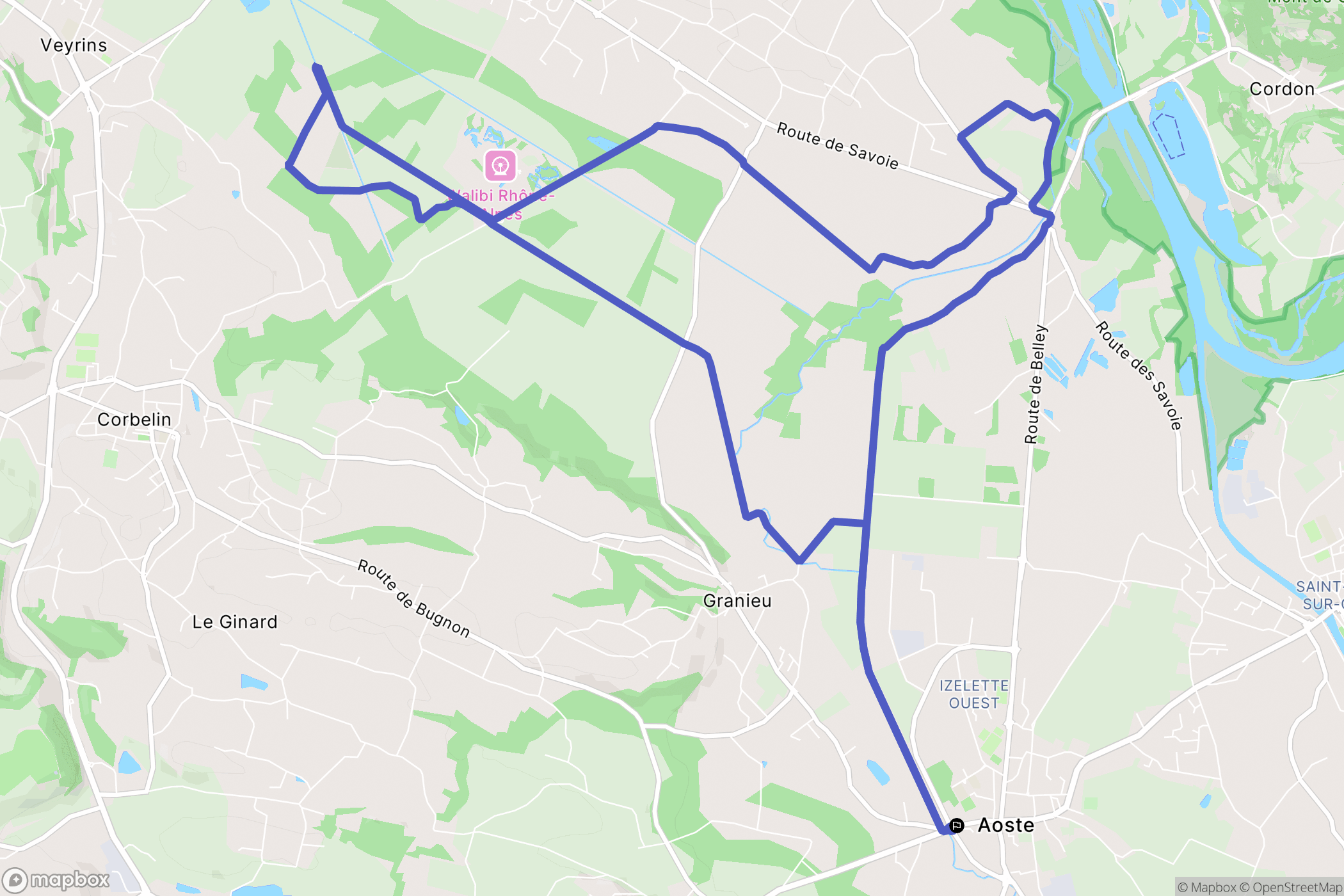 Aoste : carte du parcours de randonnée - France