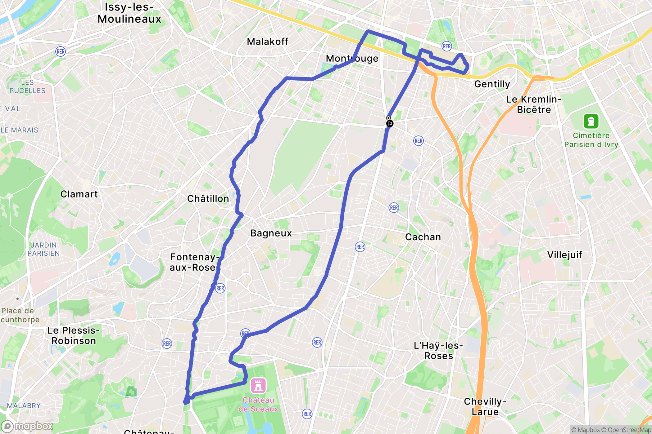 Arcueil : carte du parcours de randonnée - France