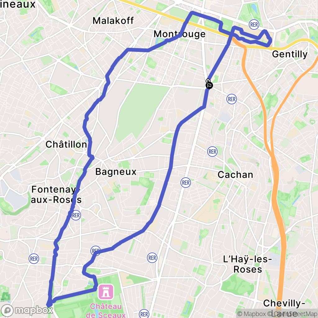 Arcueil : carte du parcours de randonnée - France