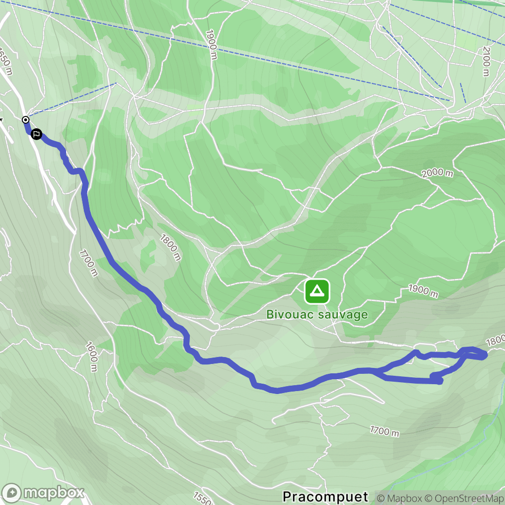 Peisey-Nancroix : carte du parcours de randonnée - France