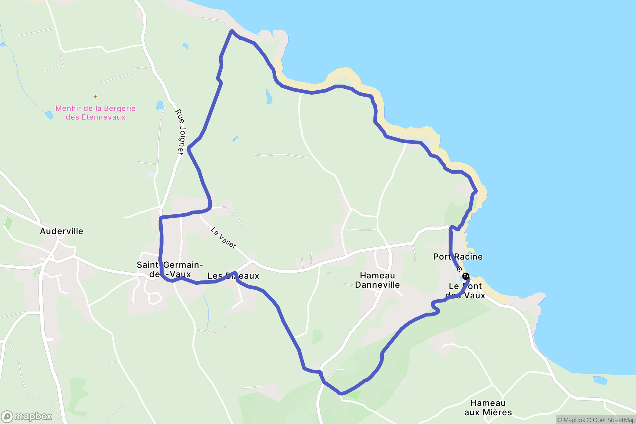 La Hague : carte du parcours de randonnée - France