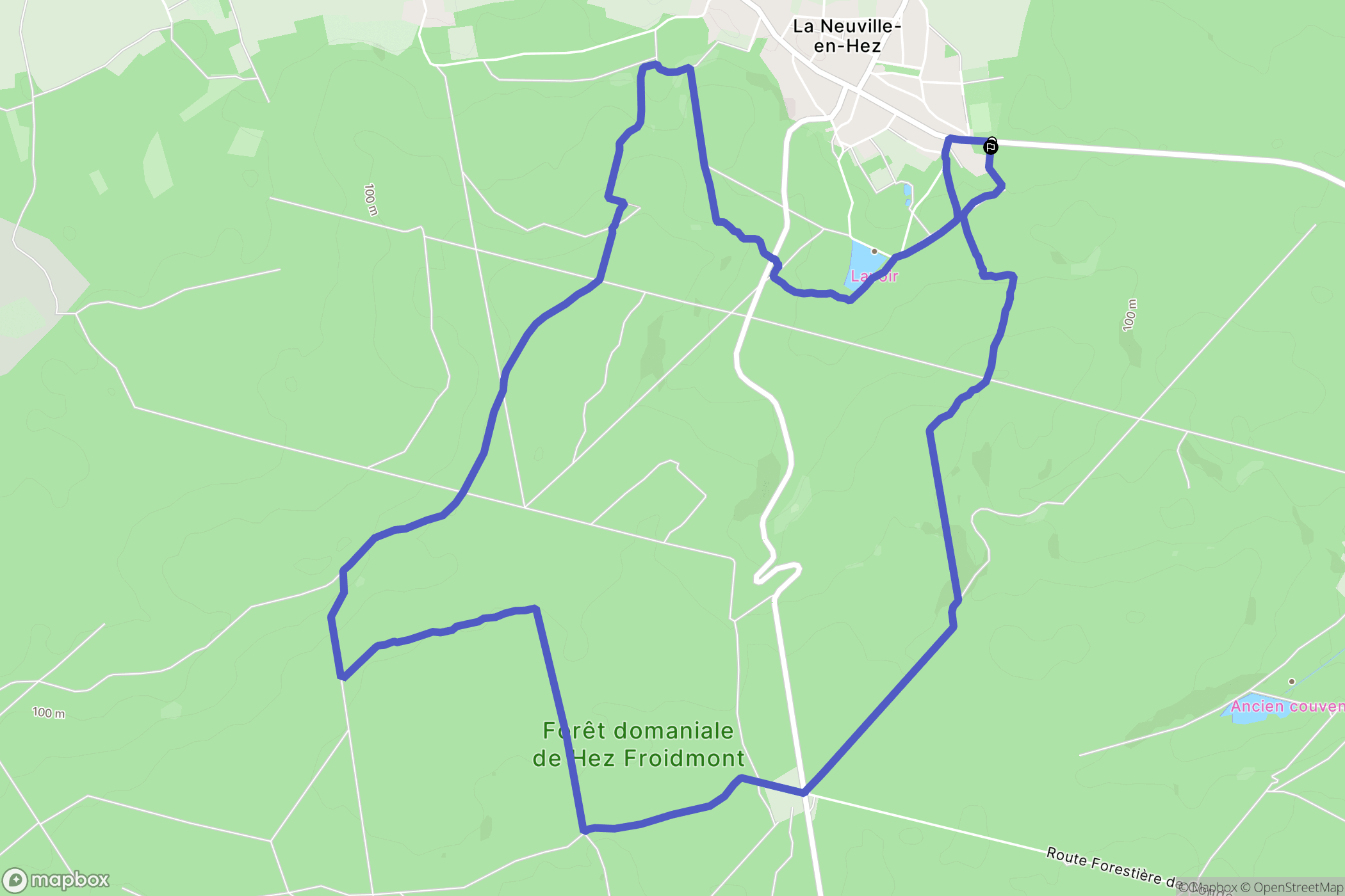La Neuville-en-Hez : carte du parcours de randonnée - France
