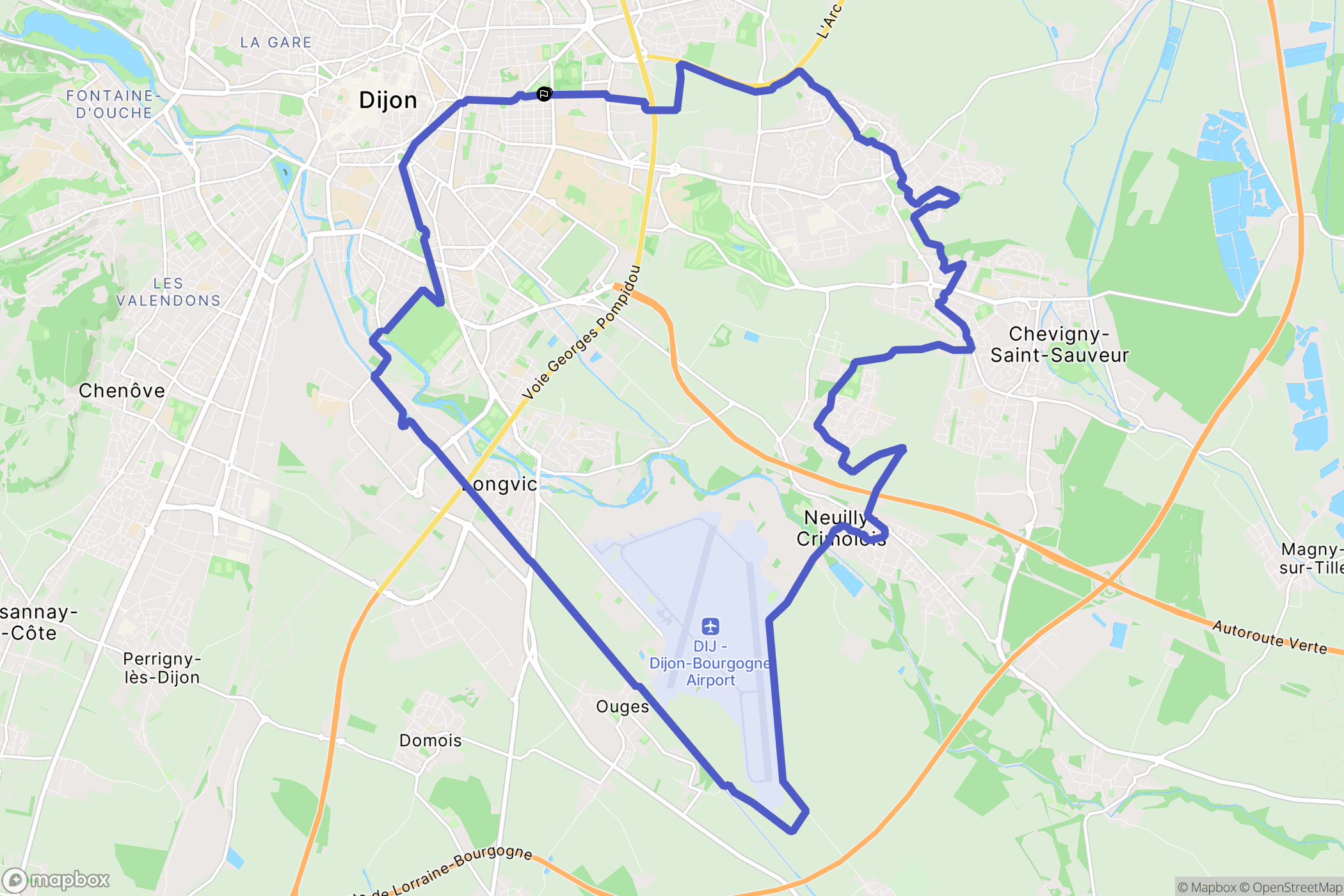 Dijon : carte du parcours de randonnée - France