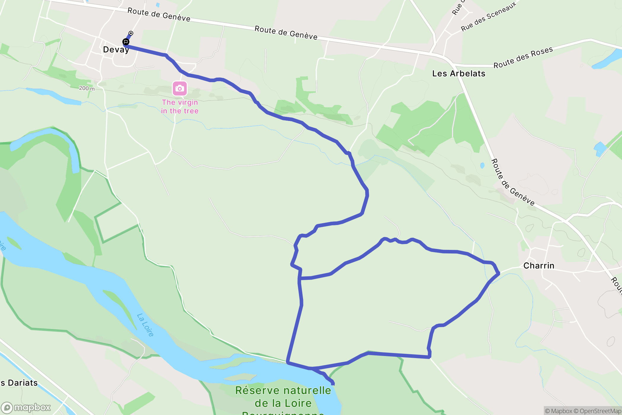 Devay : carte du parcours de randonnée - France