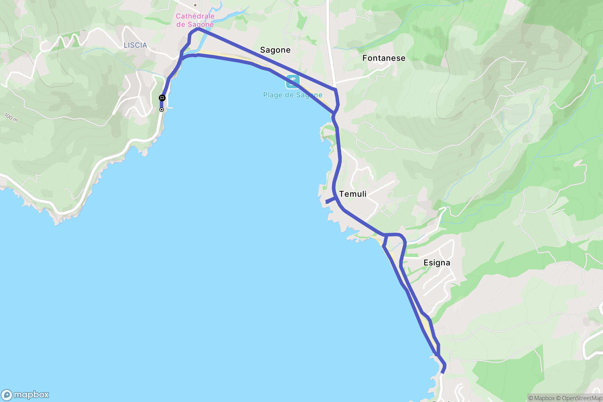 Vico : carte du parcours de randonnée - France