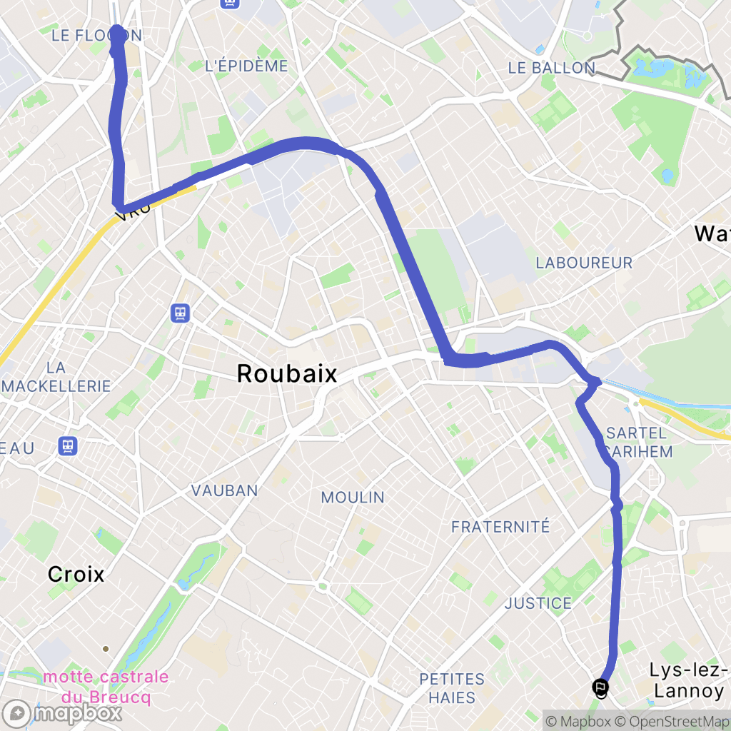 Lys-lez-Lannoy : carte du parcours de randonnée - France