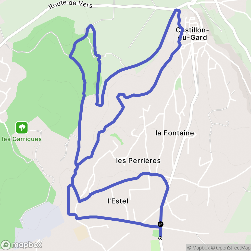 Castillon-du-Gard : carte du parcours de randonnée - France