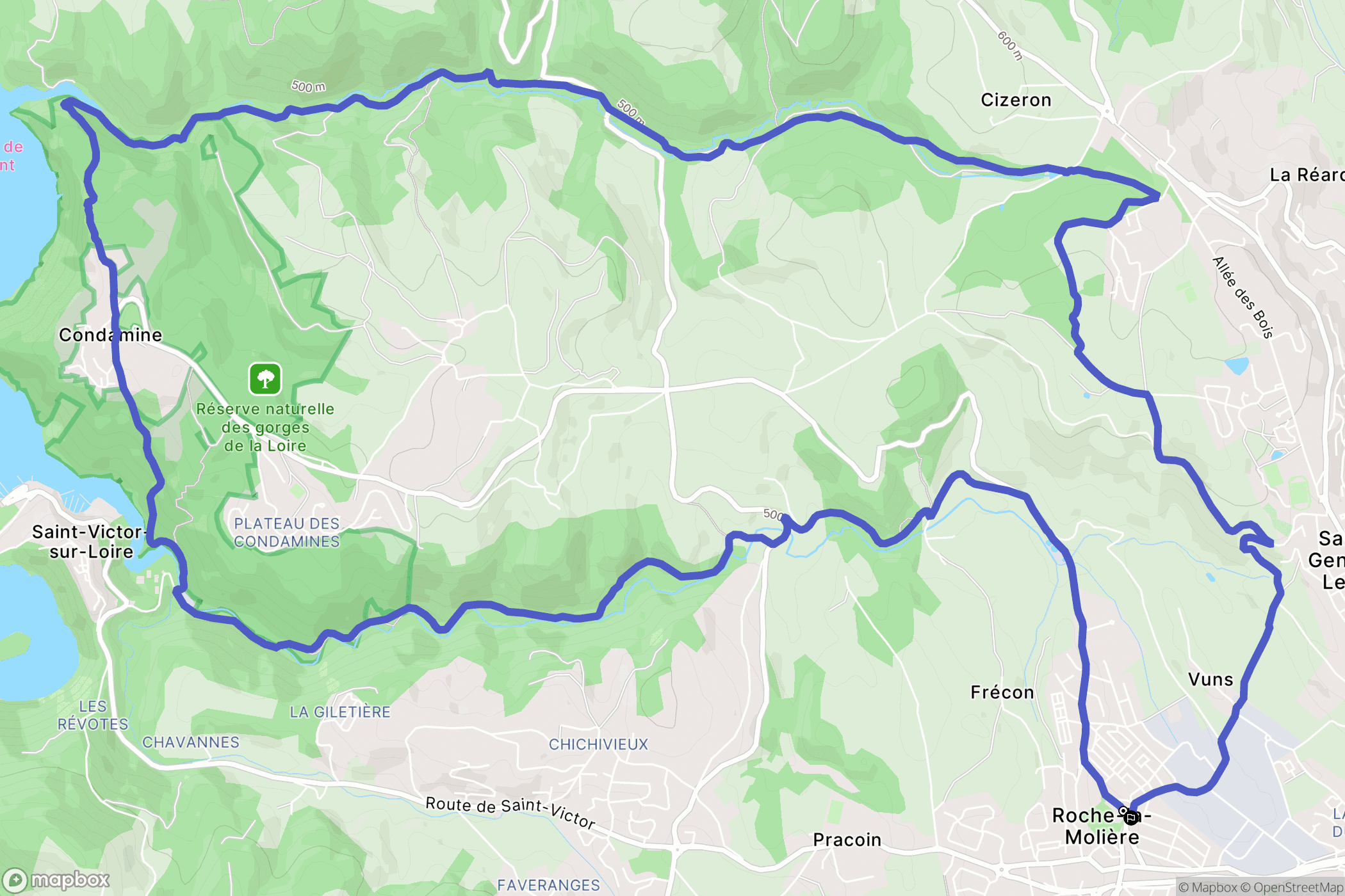 Roche-la-Molière : carte du parcours de randonnée - France