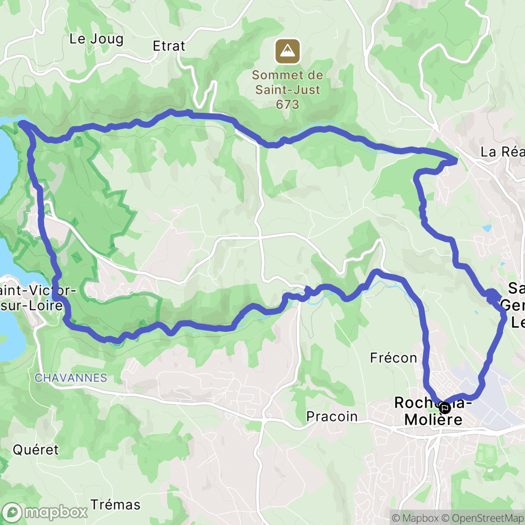 Roche-la-Molière : carte du parcours de randonnée - France