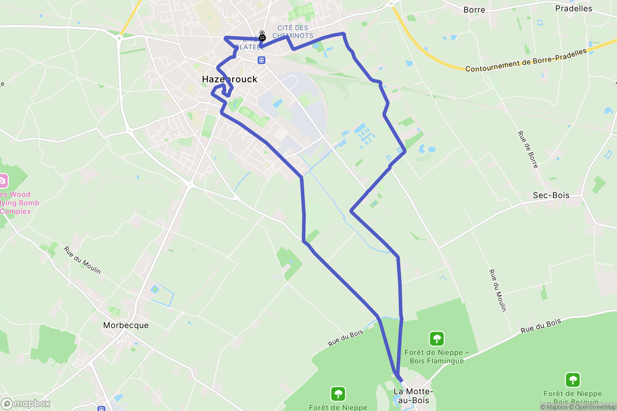 Hazebrouck : carte du parcours de randonnée - France