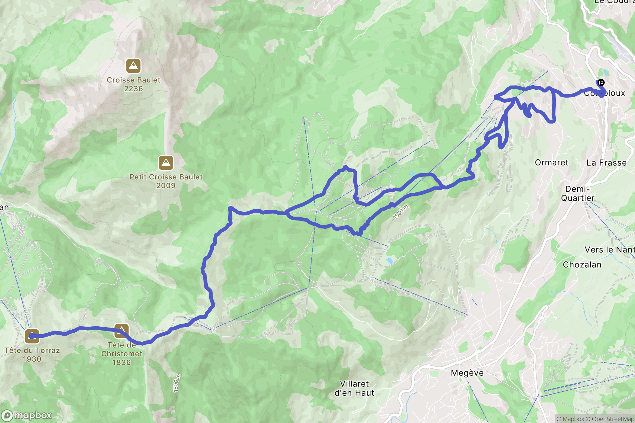 Combloux : carte du parcours de randonnée - France