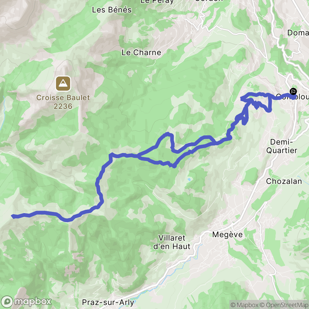 Combloux : carte du parcours de randonnée - France