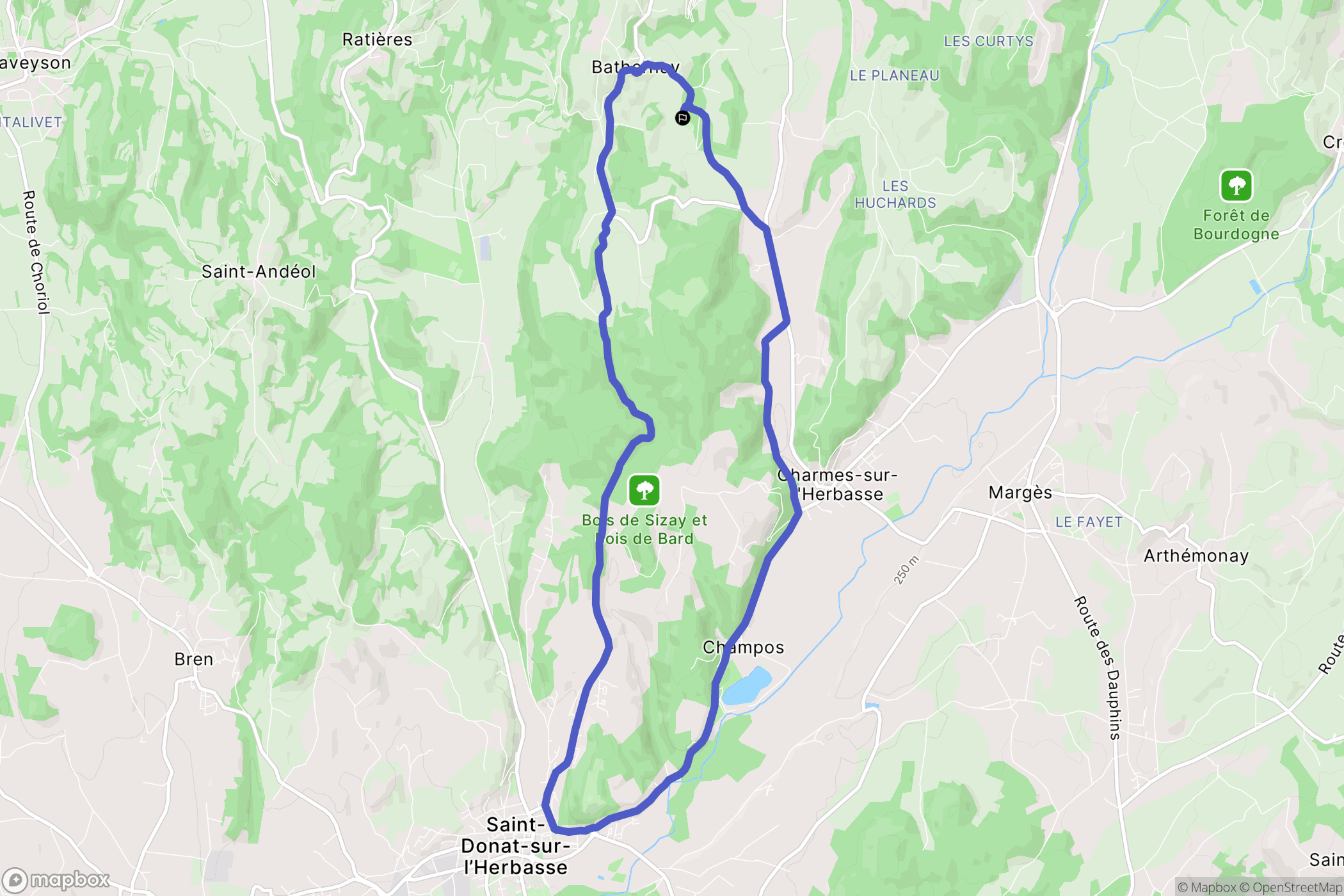 Bathernay : carte du parcours de randonnée - France
