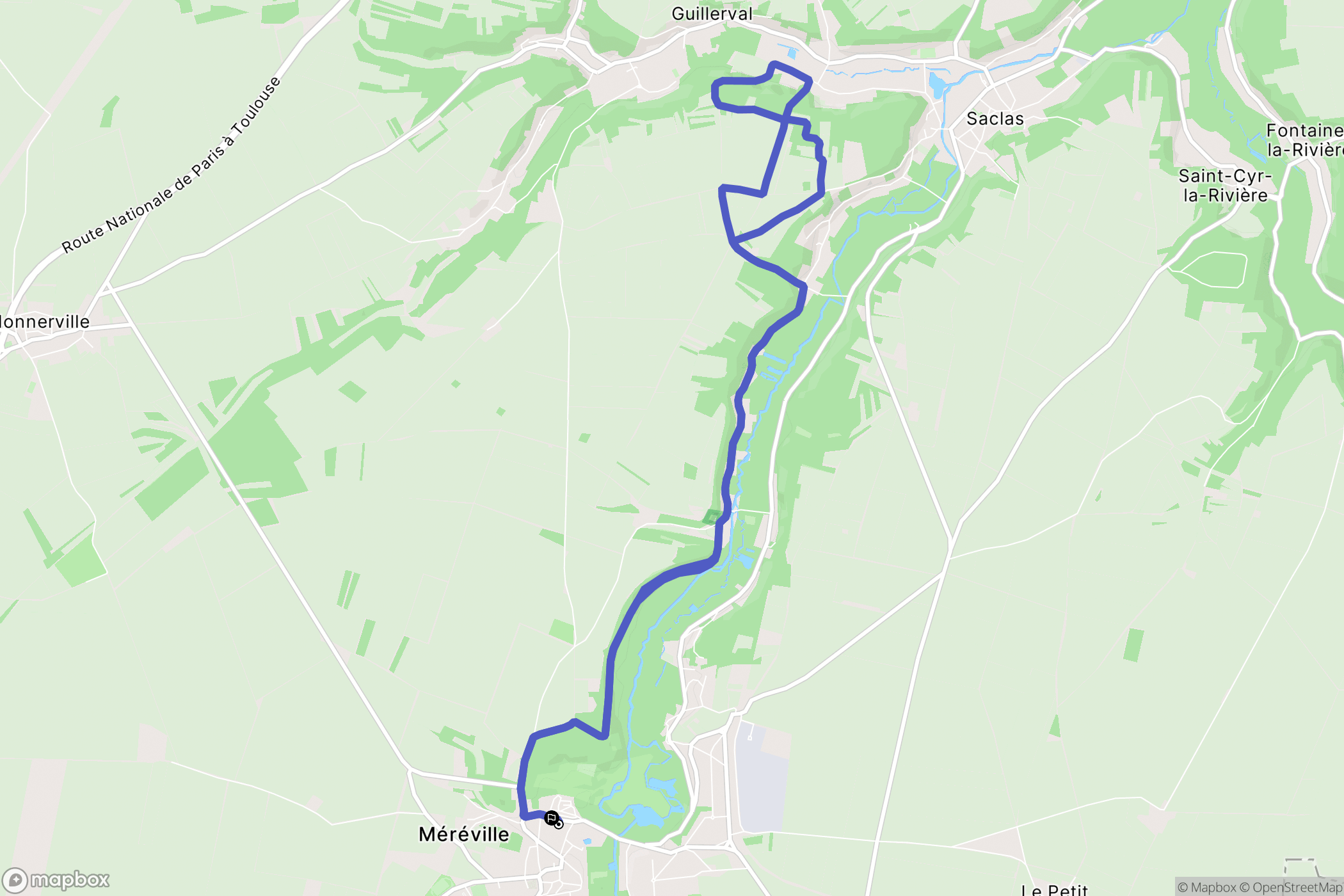 Le Mérévillois : carte du parcours de randonnée - France