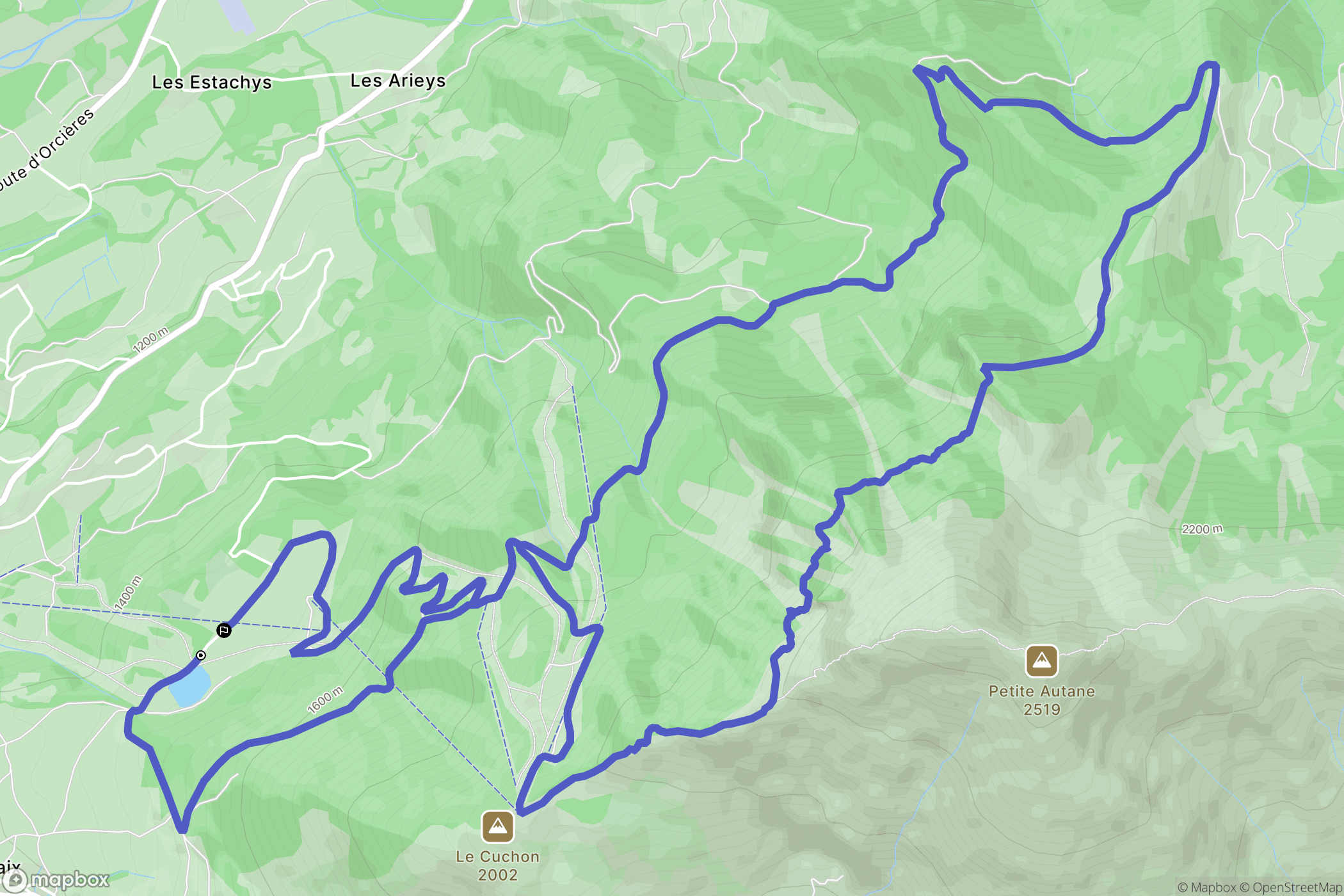 Saint-Léger-les-Mélèzes : carte du parcours de randonnée - France
