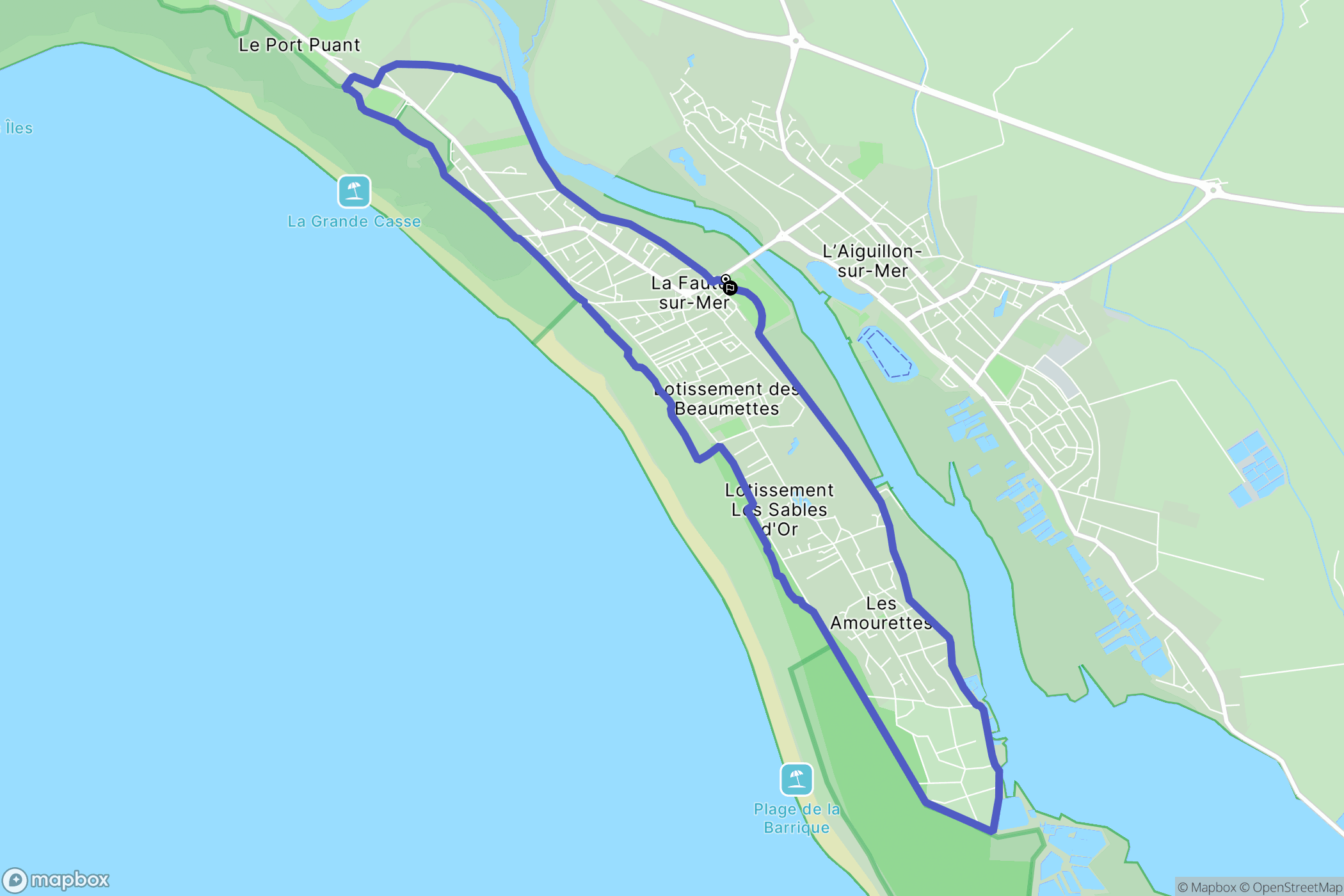 L'Aiguillon-la-Presqu'île : carte du parcours de randonnée - France