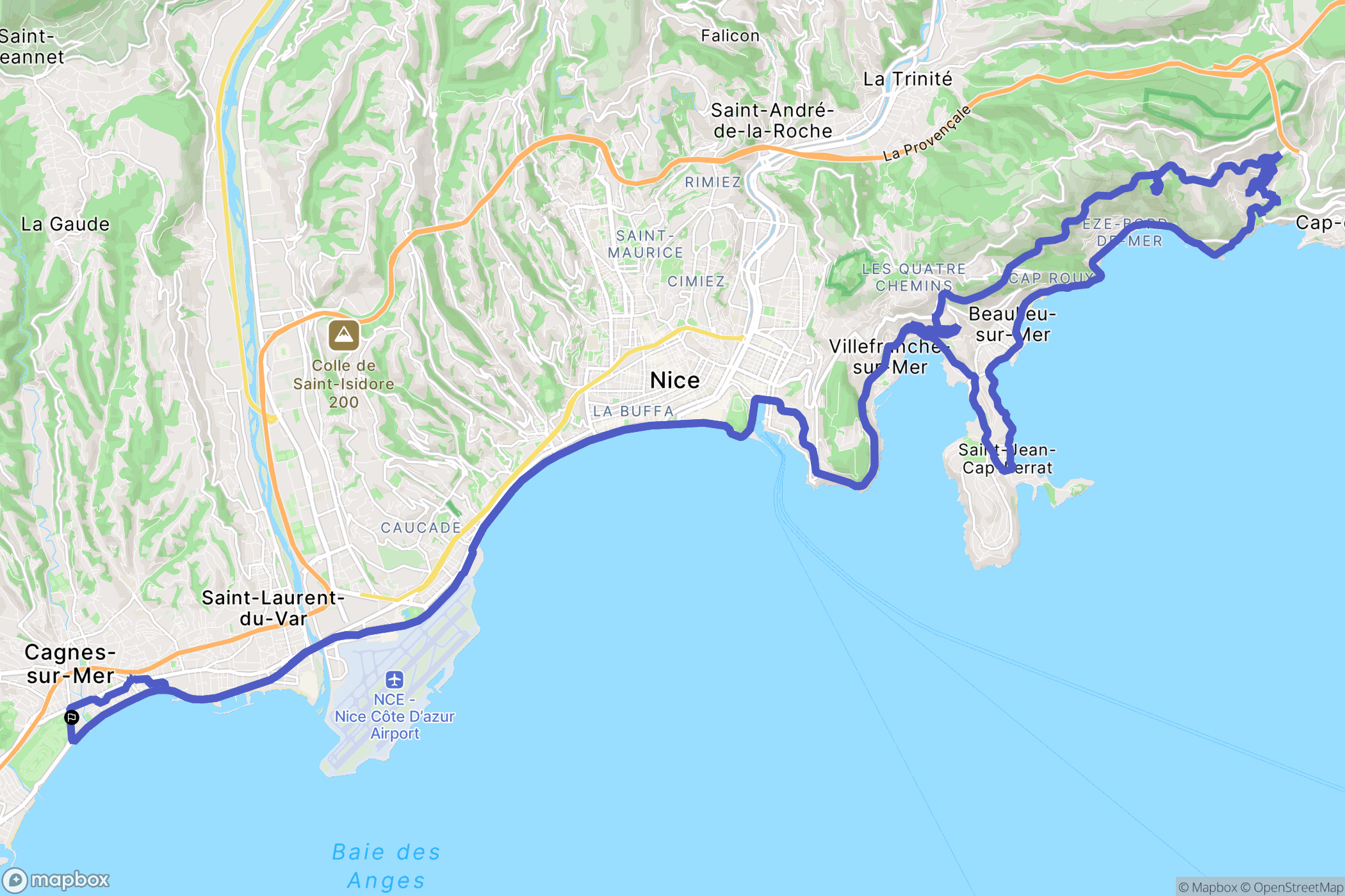 Cagnes-sur-Mer : carte du parcours de randonnée - France