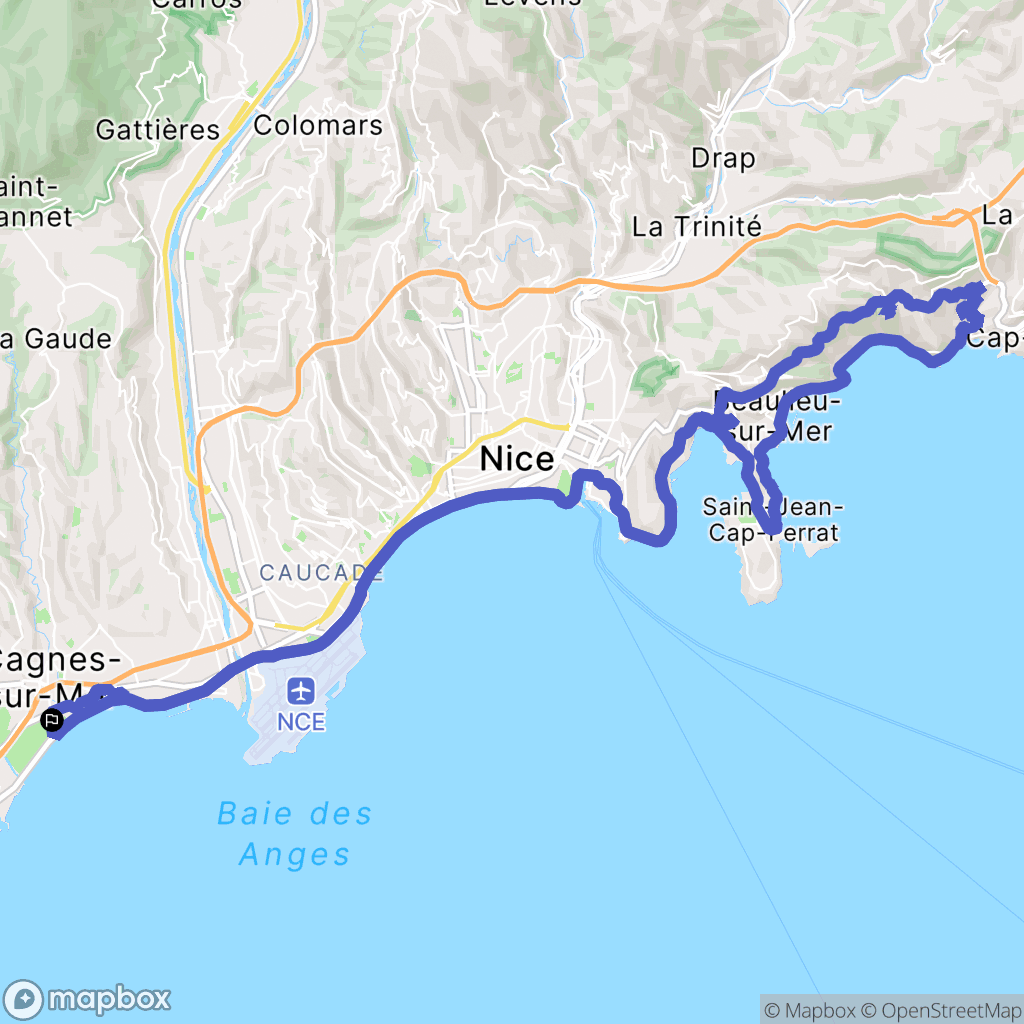 Cagnes-sur-Mer : carte du parcours de randonnée - France