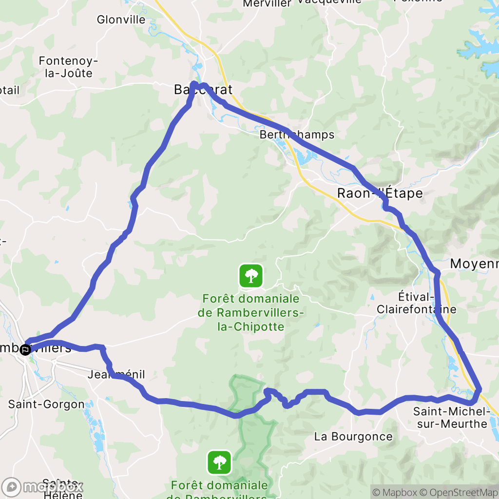 Rambervillers : carte du parcours de randonnée - France
