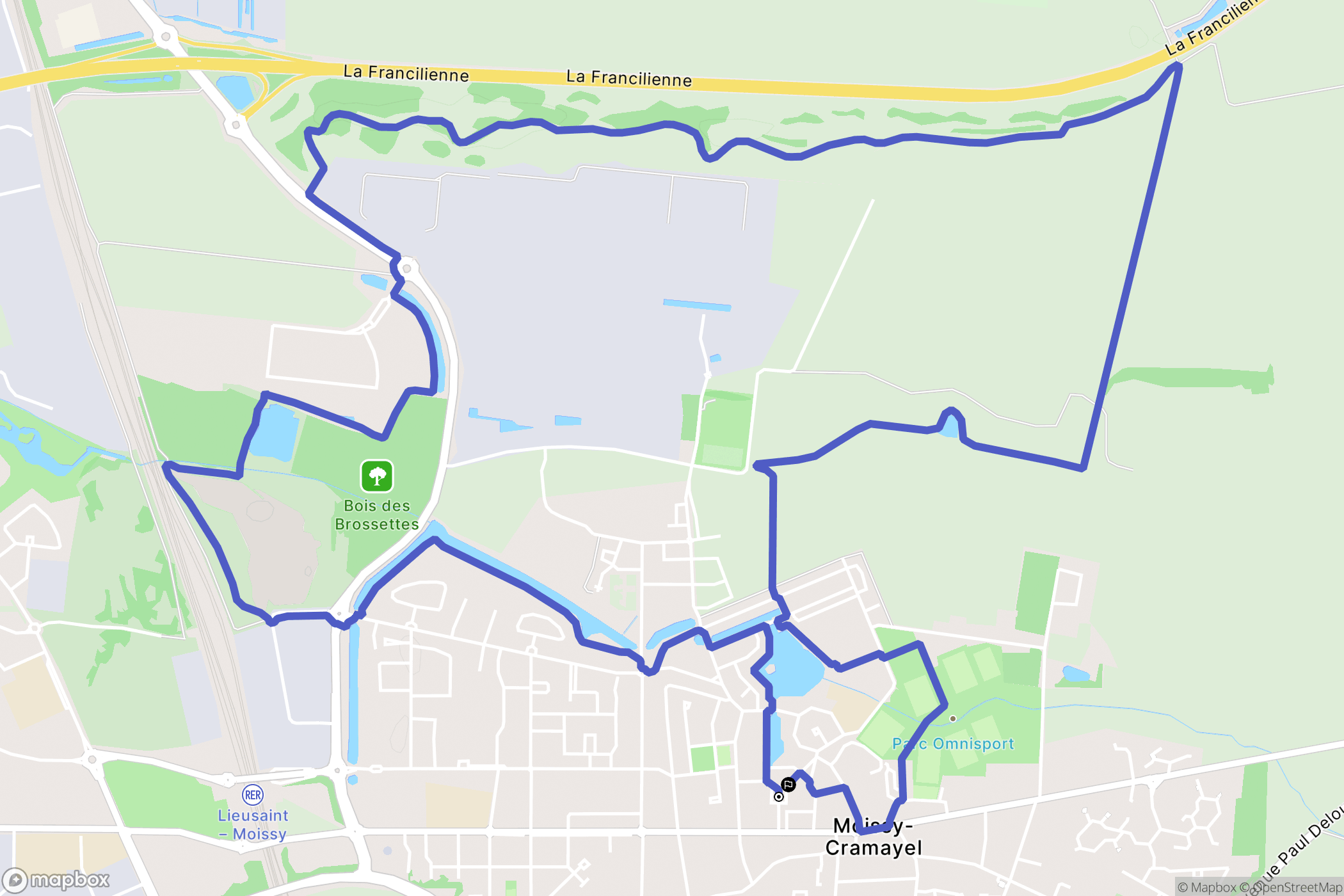 Moissy-Cramayel : carte du parcours de randonnée - France