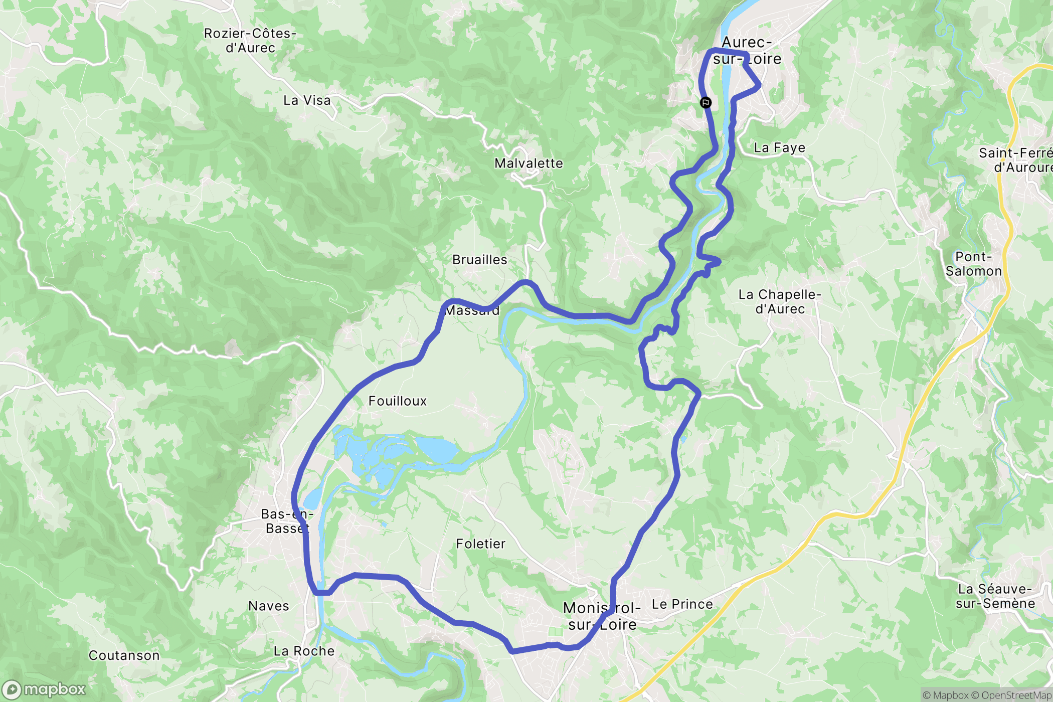 Aurec-sur-Loire : carte du parcours de randonnée - France