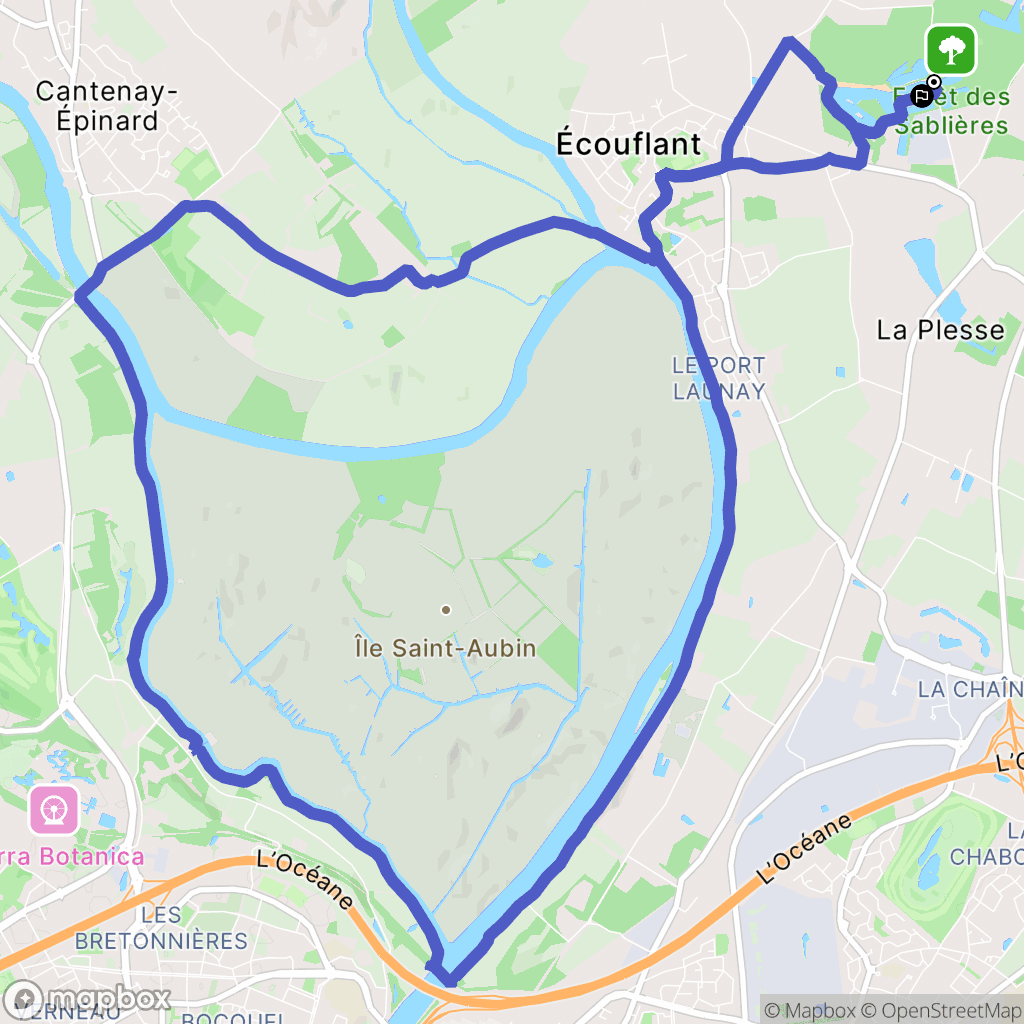 Écouflant : carte du parcours de randonnée - France