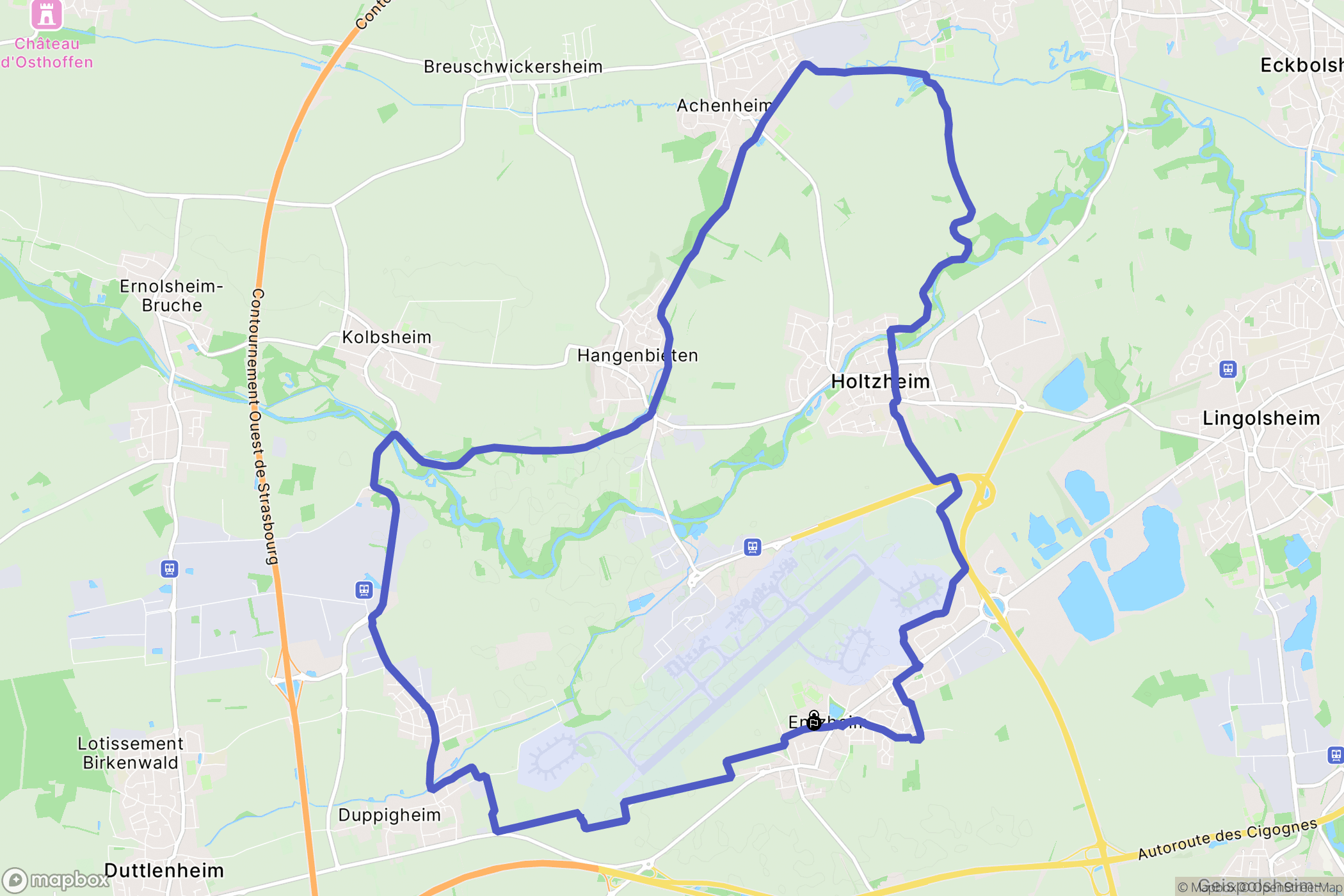 Entzheim : carte du parcours de randonnée - France