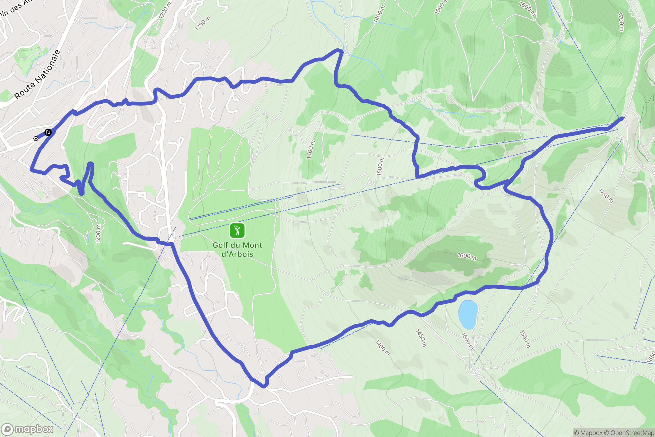 Megève : carte du parcours de randonnée - France
