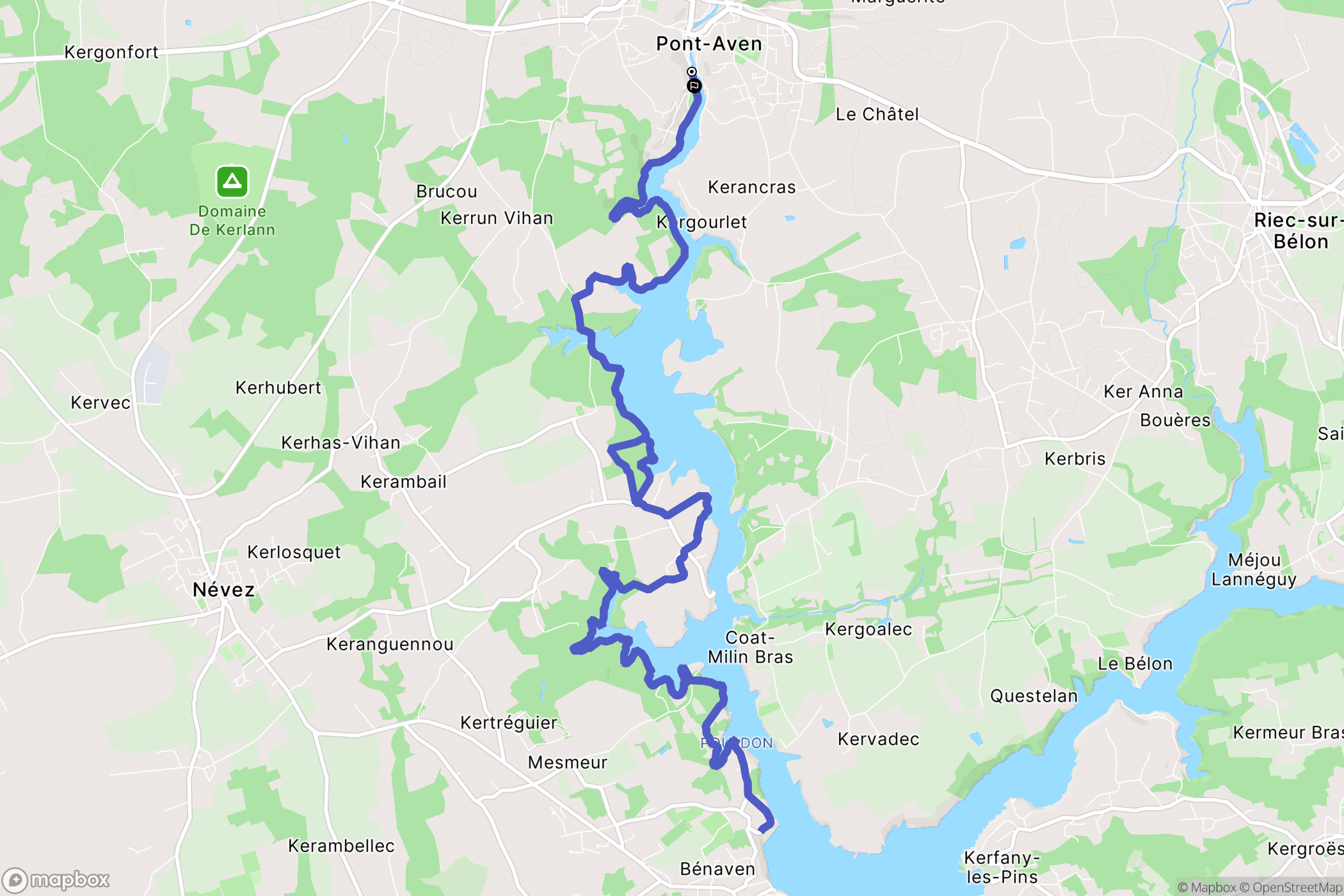 Pont-Aven : carte du parcours de randonnée - France