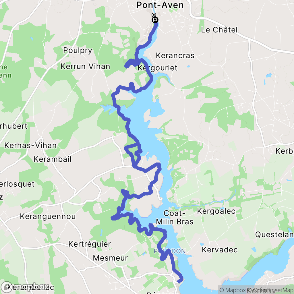 Pont-Aven : carte du parcours de randonnée - France